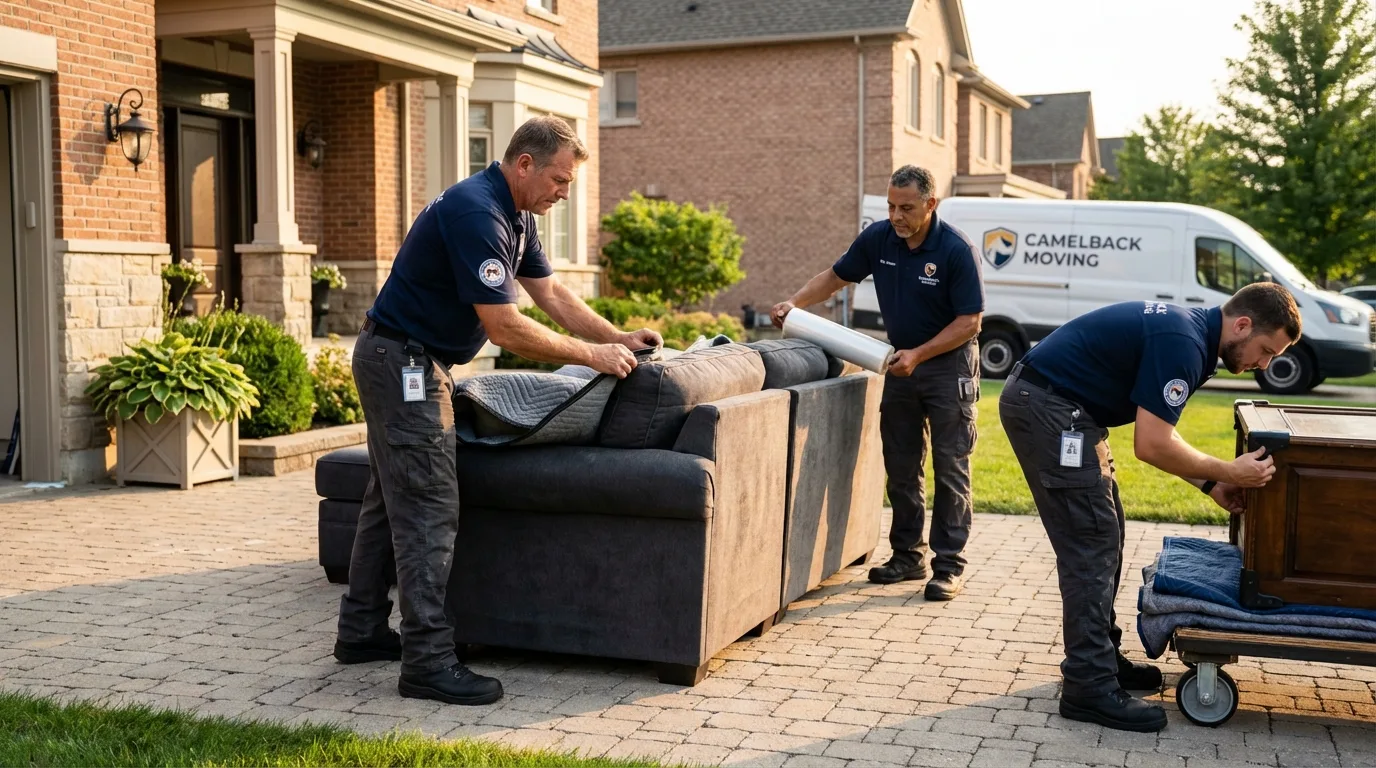 Large estate moving crew wrapping furniture in Scotland Neck, NC