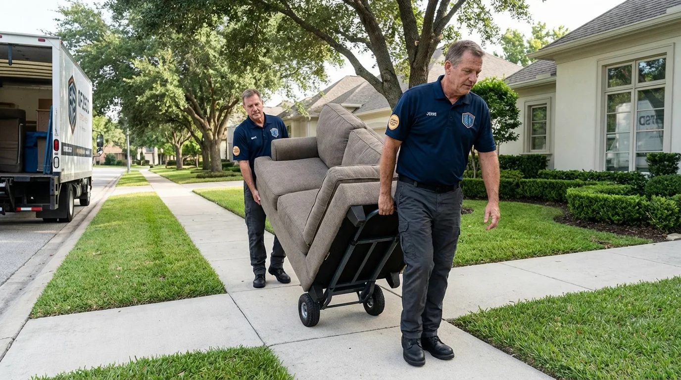 Local residential moving crew loading furniture in Scotland Neck, NC